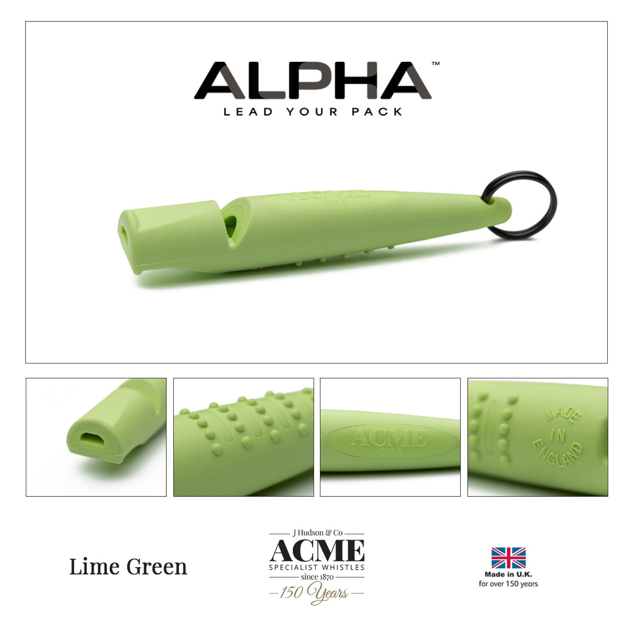 acme alpha hondenfluit lime green