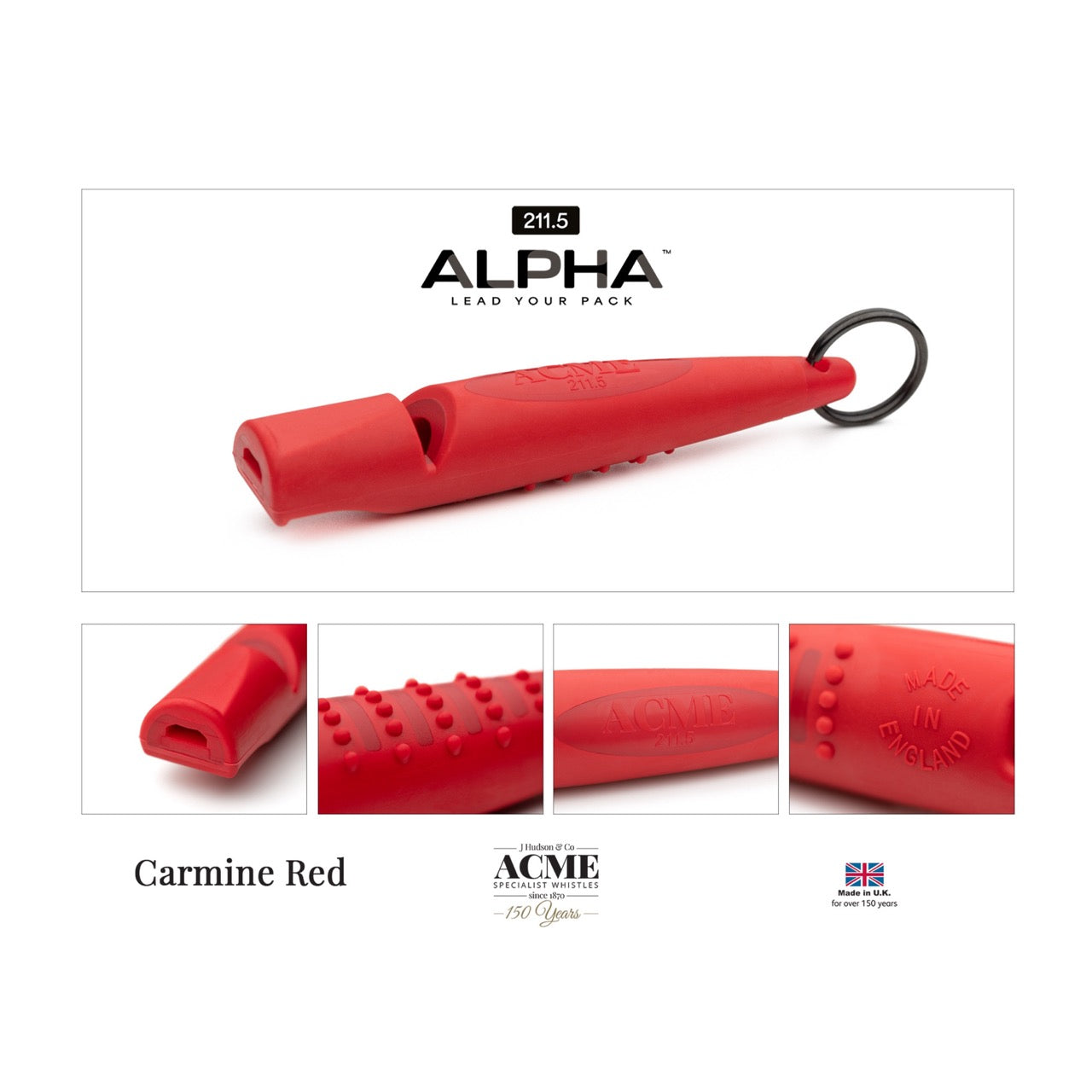 Acme ALPHA beste hondenfluit toonhoogte 211.5 carmine red